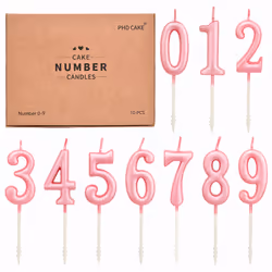 PHD CAKE 10Pieces Pink Numeral Birthday Candles  Cake Numeral Candles Number 09 Glitter Cake Topper Decoration for Birthday W ...