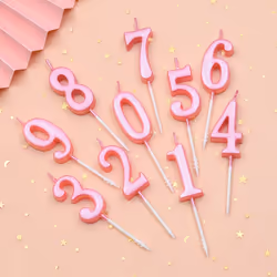 PHD CAKE 10Pieces Pink Numeral Birthday Candles  Cake Numeral Candles Number 09 Glitter Cake Topper Decoration for Birthday We