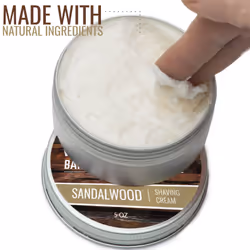 Shaving Cream for Men with Sandalwood Essential Oil - Thick Lather for Traditional and Cartridge Shaving - by Rocky Mountain Barber Company