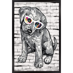 Trends International PD Moreno - Dog Glasses Wall Poster  14.725"""" x 22.375""""  Black Framed Version