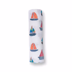 Mary Meyer Lulujo Cotton Swaddle - Sailboat - 47x47″