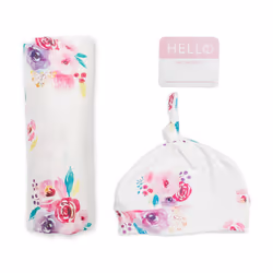 Mary Meyer Lulujo Hello World Hat & Swaddle Set - Posies