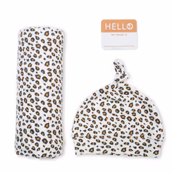 Mary Meyer Lulujo Hello World Hat & Swaddle Set - Leopard