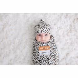 Mary Meyer Lulujo Hello World Hat & Swaddle Set - Leopard