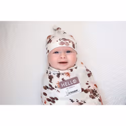 Mary Meyer Lulujo Hello World Hat & Swaddle Set - Eucalyptus