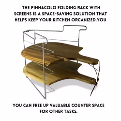 PINNACOLO Folding Pizza Rack with Five 14 Inch Pizza Screens - Compact and Convenient Design for Easy Storage and Baking Multiple Pizzas