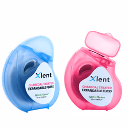 Expandable Floss Treated with Activated Charcoal with Xylitol and Natu