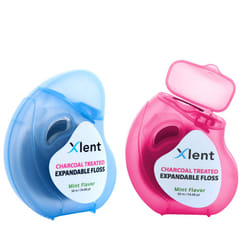 Expandable Floss Treated with Activated Charcoal with Xylitol and Natu