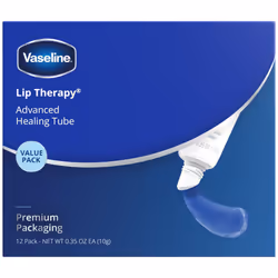 Vaseline Lip Therapy Advanced Petroleum Jelly  Skin Protectant  Travel Size .35 Oz  Pack of 12