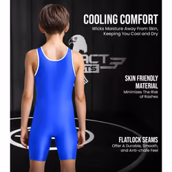 Exxact Sports Plain Youth Wrestling Singlet For Boys  Premium Powerlifting Singlet  Kids Wrestling Singlets For Training - (Royal  YM)