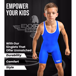 Exxact Sports Plain Youth Wrestling Singlet For Boys  Premium Powerlifting Singlet  Kids Wrestling Singlets For Training - (Royal  YM)