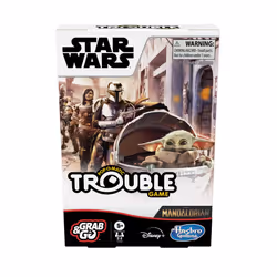 Hasbro Gaming Trouble: Star Wars The Mandalorian Edition Board Game for Kids Ages 5 and Up Grab and Go (Travel)