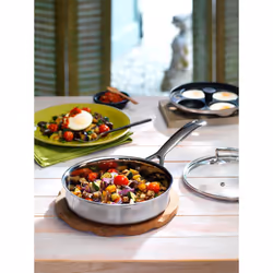 Le Creuset 3-Ply Stainless Steel Saute Pan with Lid - 24 cm