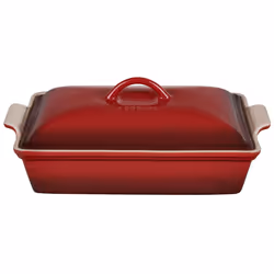 Le Creuset Stoneware Heritage Covered Rectangular Casserole, 4 qt. (12" x 9"), Cerise