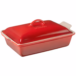 Le Creuset Stoneware Heritage Covered Rectangular Casserole, 4 qt. (12" x 9"), Cerise
