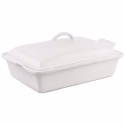 Le Creuset Stoneware Heritage Covered Rectangular Casserole  4 qt. (12"""" x 9"""")  White