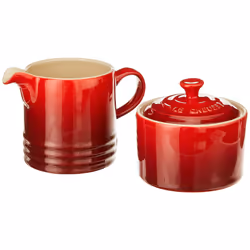 Le Creuset Stoneware Cream and Sugar 2 pc Set Cerise