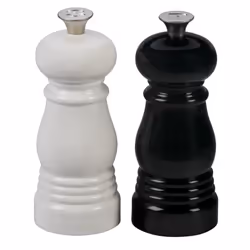 Le Creuset Petite Salt and Pepper Mill Set 5"""" x 2"""" each Black and White