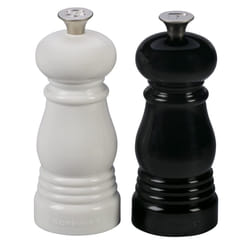 Le Creuset Petite Salt and Pepper Mill Set  5"""" x 2"""" each  Black and White