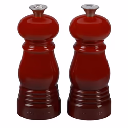 Le Creuset Petite Salt and Pepper Mill Set  5"""" x 2"""" each  Cerise