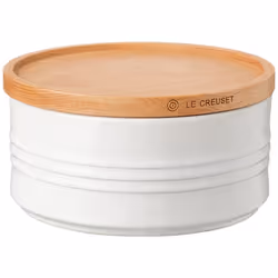 Le Creuset Stoneware Canister with Wood Lid, 23 oz. (5.5" diameter), White