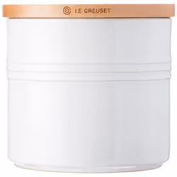 Le Creuset Stoneware Canister with Wood Lid, 1.5 qt. (5.5" diameter), White