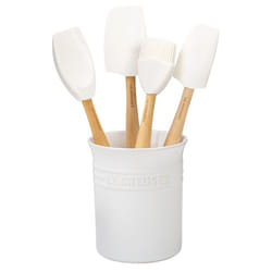 Le Creuset Silicone Craft Series Utensil Set with Stoneware Crock, 5 pc., White