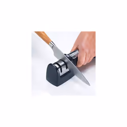 Knife Sharpener for Damascus Steel Blades and Stainless Steel Blades, Two 18/8 Stainless Steel Notches, Black, 98000603000000