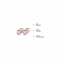 Le Creuset Stoneware Set of 4 Heritage Mugs  13 oz. each  Shell Pink