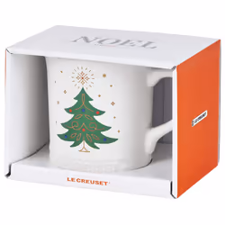 Le Creuset Stoneware Noel Collection: Tree Mug  14 oz.  White w/Appliq