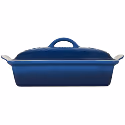 Le Creuset Olive Branch Collection Stoneware Heritage Covered Rectangular Casserole  4 qt.  Marseille with Embossed Lid