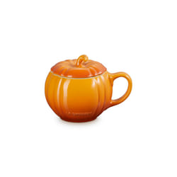 Le Creuset Stoneware Pumpkin Mug with Lid  14 oz.  Persimmon