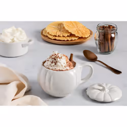 Le Creuset Stoneware Pumpkin Mug with Lid  14 oz.  Rhone