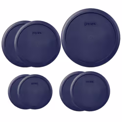 Pyrex Bundle - 7 Items: 1 7402-PC 6/7-Cup Blue Lid 2 7201-PC 4-Cup Blue Lids 2 7200-PC 2-Cup Blue Lids 2 7202-PC 1-Cup Blu ...