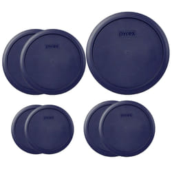 Pyrex Bundle - 7 Items: 1 7402-PC 6/7-Cup Blue Lid  2 7201-PC 4-Cup Blue Lids  2 7200-PC 2-Cup Blue Lids  2 7202-PC 1-Cup Blue Lids Made in the USA