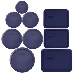 Pyrex Bundle - 9 Items: (1) 7402-PC Blue Lid (2) 7201-PC Blue Lid (2) 7200-PC Blue Lid (1) 7202-PC Blue Lid (2) 7210-PC B ...