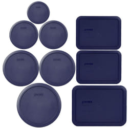 Pyrex Bundle - 9 Items: (1) 7402-PC Blue Lid  (2) 7201-PC Blue Lid  (2) 7200-PC Blue Lid  (1) 7202-PC Blue Lid  (2) 7210-PC Blue Lid  (1) 7211-PC Blue