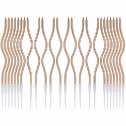 LUTER 24pcs Metallic Birthday Candles in Holders Spiral Birthday Cake Candles Long Thin Cupcake Candles for Birthday Wedding ...