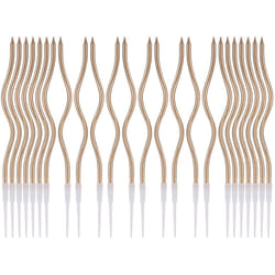 LUTER 24pcs Metallic Birthday Candles in Holders Spiral Birthday Cake Candles Long Thin Cupcake Candles for Birthday Wedding Par