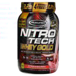 Muscletech, Nitro Tech, 100% Whey Gold, Strawberry, 2.20 lbs (999 g)