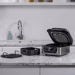 Ninja Foodi Health Grill and Air Fryer [AG301UK] 5.7 Litres, Brushed Steel and Black - UK Stock