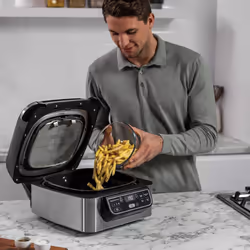 Ninja Foodi Health Grill and Air Fryer [AG301UK] 5.7 Litres, Brushed Steel and Black - UK Stock