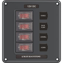 Blue Sea 4320 Circuit Breaker Switch Panel 4 Position - Gray