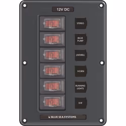 Blue Sea 4322 Circuit Breaker Switch Panel 6 Position - Gray