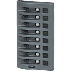 Blue Sea Systems WeatherDeck 12V DC Waterproof 8-Position Circuit Breaker Panel, Grey
