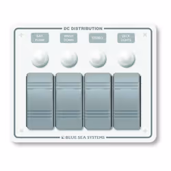 Blue Sea Systems 8272 Contura Water Resistant 12V DC Circuit Breaker Panel White 4 Position