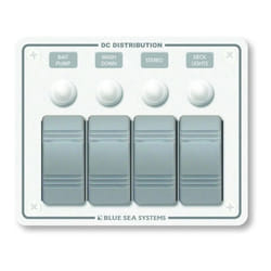 Blue Sea Systems 8272 Contura Water Resistant 12V DC Circuit Breaker Panel  White 4 Position