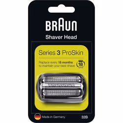 Braun Series 3 32B Electric Shaver Head Replacement - Black - Compatible with Series 3 Shavers ProSkin