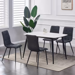 MCC Faux Matte Suede Leather Dining Chairs - Black, 4