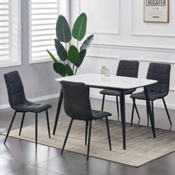 MCC Faux Matte Suede Leather Dining Chairs - Black, 4